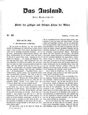 Das Ausland Sonntag 7. Oktober 1860