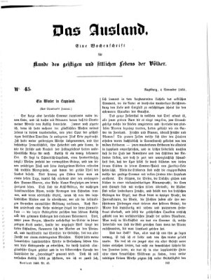 Das Ausland Sonntag 4. November 1860