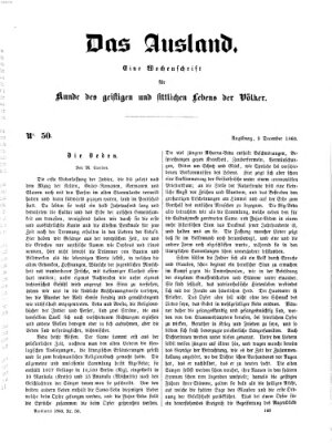 Das Ausland Sonntag 9. Dezember 1860