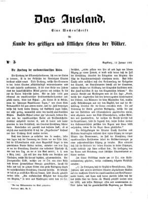 Das Ausland Sonntag 13. Januar 1861