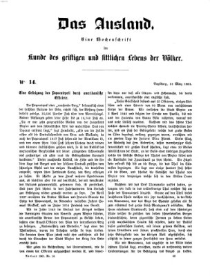 Das Ausland Sonntag 31. März 1861