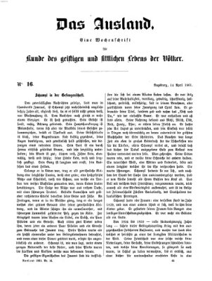 Das Ausland Sonntag 14. April 1861