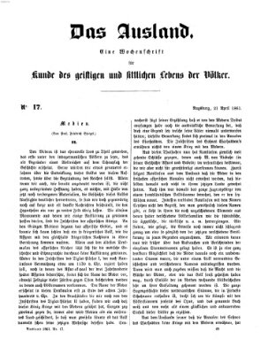 Das Ausland Sonntag 21. April 1861