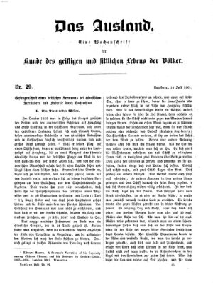 Das Ausland Sonntag 14. Juli 1861