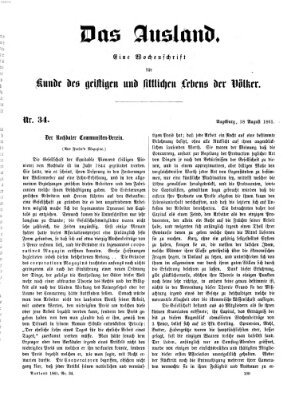 Das Ausland Sonntag 18. August 1861