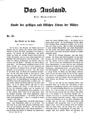 Das Ausland Sonntag 25. August 1861