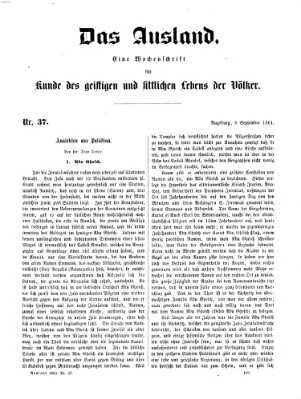 Das Ausland Sonntag 8. September 1861