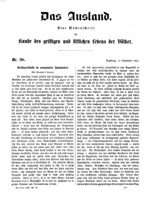 Das Ausland Sonntag 15. September 1861