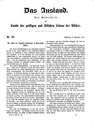 Das Ausland Sonntag 22. September 1861