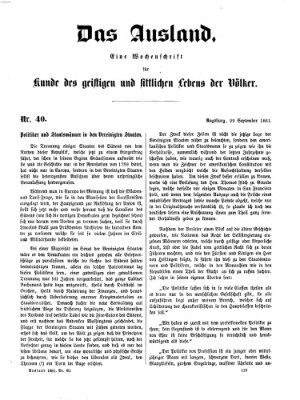 Das Ausland Sonntag 29. September 1861