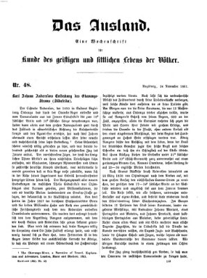 Das Ausland Sonntag 24. November 1861