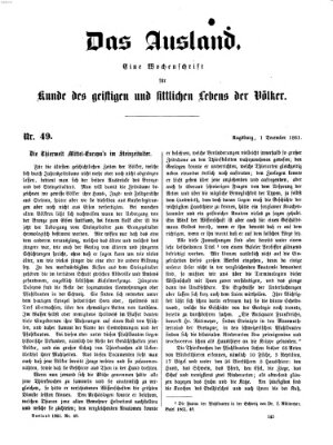 Das Ausland Sonntag 1. Dezember 1861