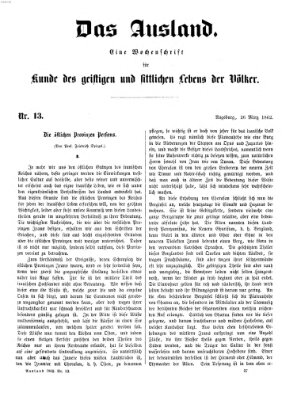 Das Ausland Mittwoch 26. März 1862