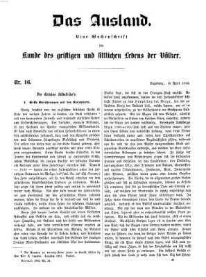 Das Ausland Mittwoch 16. April 1862