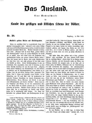 Das Ausland Mittwoch 14. Mai 1862