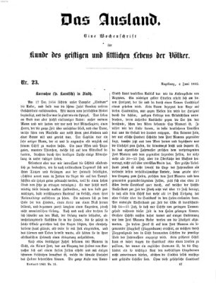 Das Ausland Mittwoch 4. Juni 1862