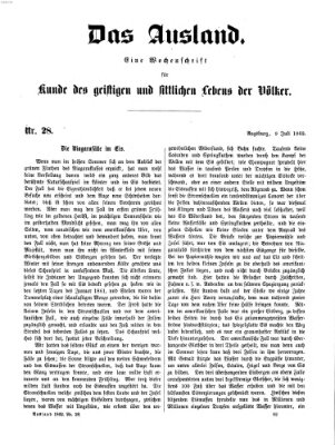 Das Ausland Mittwoch 9. Juli 1862