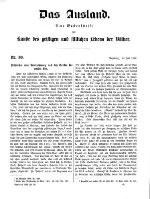 Das Ausland Mittwoch 23. Juli 1862