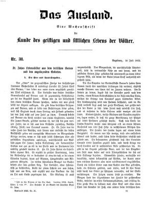 Das Ausland Mittwoch 30. Juli 1862