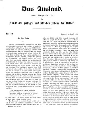 Das Ausland Mittwoch 13. August 1862