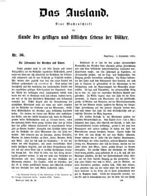 Das Ausland Mittwoch 3. September 1862