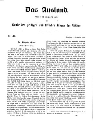 Das Ausland Sonntag 9. November 1862