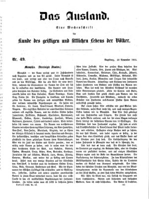 Das Ausland Sonntag 30. November 1862