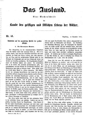 Das Ausland Sonntag 14. Dezember 1862