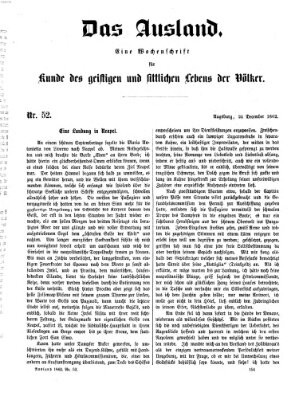 Das Ausland Mittwoch 24. Dezember 1862