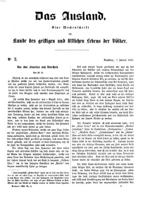 Das Ausland Mittwoch 7. Januar 1863