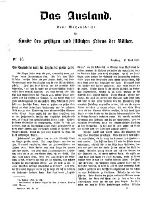 Das Ausland Mittwoch 15. April 1863