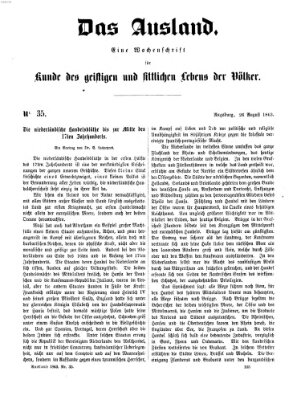 Das Ausland Mittwoch 26. August 1863