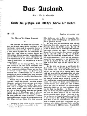 Das Ausland Samstag 26. September 1863