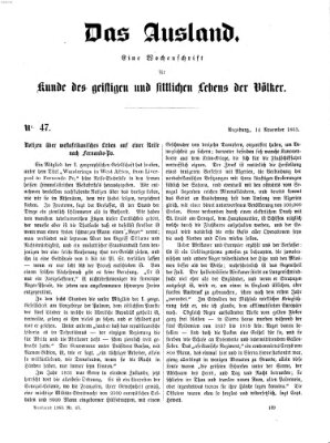 Das Ausland Samstag 14. November 1863