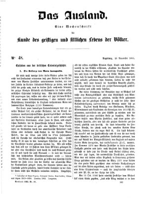 Das Ausland Samstag 21. November 1863