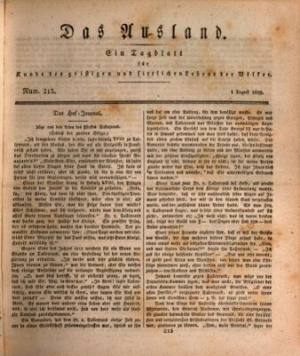 Das Ausland Samstag 1. August 1829