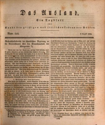 Das Ausland Donnerstag 6. August 1829