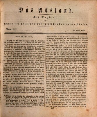 Das Ausland Dienstag 11. August 1829