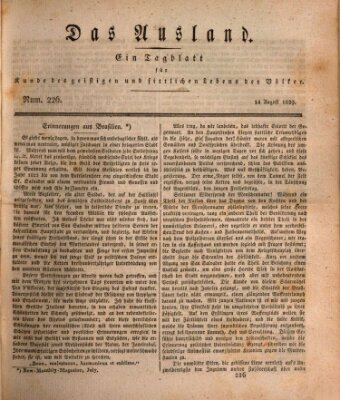 Das Ausland Freitag 14. August 1829