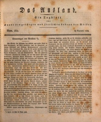 Das Ausland Samstag 19. September 1829