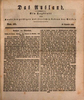 Das Ausland Mittwoch 23. September 1829