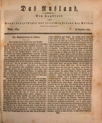 Das Ausland Samstag 26. September 1829