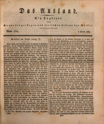 Das Ausland Donnerstag 1. Oktober 1829