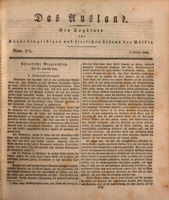 Das Ausland Freitag 2. Oktober 1829