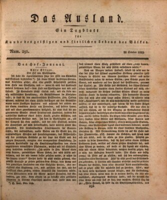 Das Ausland Donnerstag 22. Oktober 1829