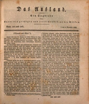 Das Ausland Montag 2. November 1829