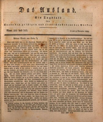 Das Ausland Montag 9. November 1829