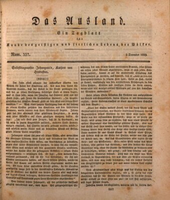 Das Ausland Donnerstag 3. Dezember 1829