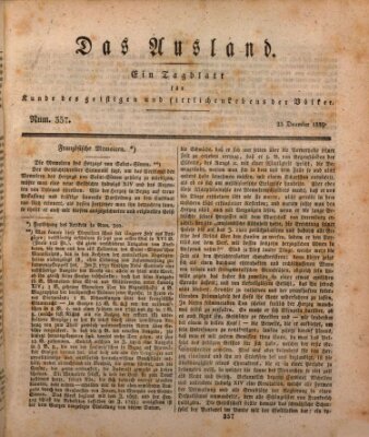 Das Ausland Mittwoch 23. Dezember 1829