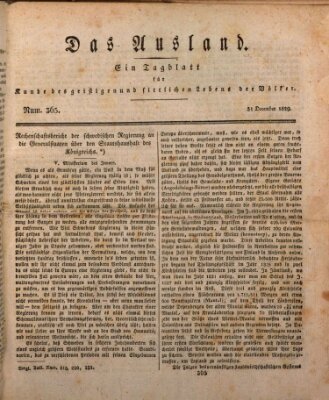 Das Ausland Donnerstag 31. Dezember 1829